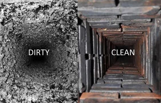 Chimney Cleaning before and after